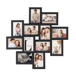 SONGMICS 4x6 Collage Picture Frames, 12-Pack Picture Frames Collage for Wall Decor, Photo Collage Frame, Multi Picture Frame Set with Glass Front, Assembly Required, Ink Black