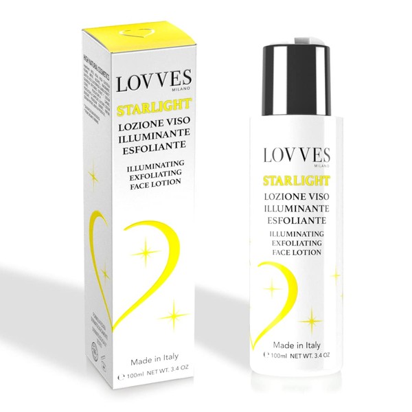 LOVVES Starlight Liquid Exfoliator, High Natural Cosmetics, Contrasts Impurities, Regenerating Effect, Refines the Skin Texture and Makes It Smooth and Homogeneous, 100 ml Bottle
