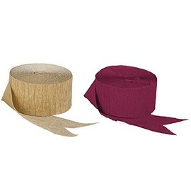 Maroon and Dark Metallic Gold Crepe Paper Streamers, Made in USA