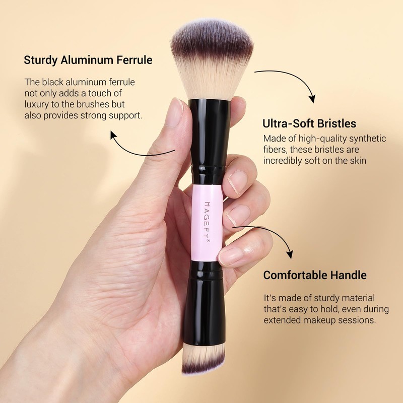 MAGEFY Makeup Brushes 12Pcs with Bag, Double-End Multi-functional for Foundation
