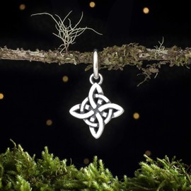Sterling Silver Teeny TINY Witch's Knot - Double Sided, VERY SMALL - (Charm Only or Necklace)