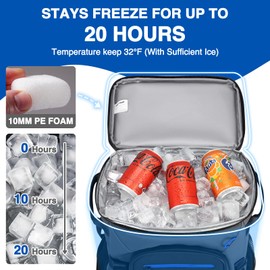 Heytrip Cooler Backpack 54 Cans Insulated Cooler Bag with Sternum Strap, Keep Freeze for 20 Hours, Waterproof & Leak-Proof Cooler with Multi-Compartments(Gray)