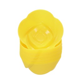 uxcell 18pcs Silicone Cupcake Liners, 2.75 Inch Reusable Baking Cups Nonstick Muffins Mold for Birthday Wedding Party, Yellow Flower