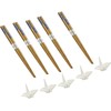 Happy Sales 5 Pairs White Crane Rests and Sashiko Design