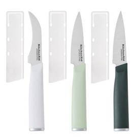 KitchenAid 3 Piece Paring Knife Set w/ Blade Covers High Carbon Japenese Steel