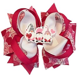 Valentine's Day Gnome Trio Boutique Hair Bow