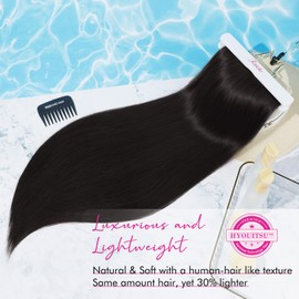 REECHO 28" Straight Super Long 4 PCS Set Thick Clip in on Hair Extensions Black Brown