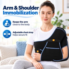Adjustable Shoulder Support Brace for Left or Right Arm – Chest Strap Design with Color-Coded Fitting Guides for Everyday Wear