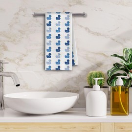 GCFET Colorful Duck Hand Towels - Kids Waffle Hand Towels for Bathroom, Duck Bathroom Decor, Rubber Ducks Decorative Kitchen Dish Towels, 16x24 Inch, Blue