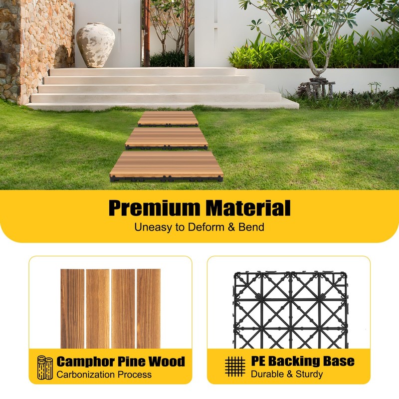 LIYUANJUN 36Pcs Deck Tiles, 12''x12'' Wood Flooring Tile DIY Hardwood