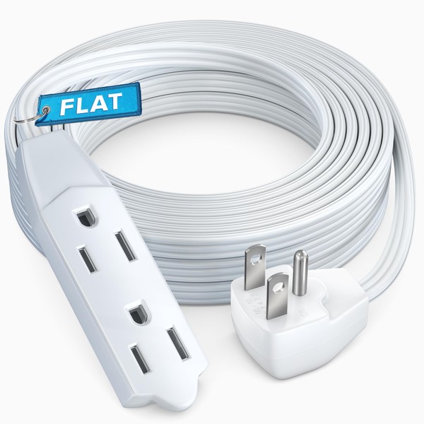 Maximm 20ft Flat Plug Extension Cord UL Certified 16 Gauge,