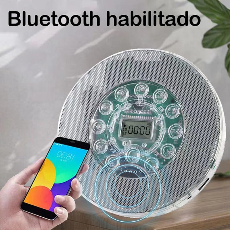 Byttlerom Protable Bluetooth CD Player Transparent Speaker Music with LCD
