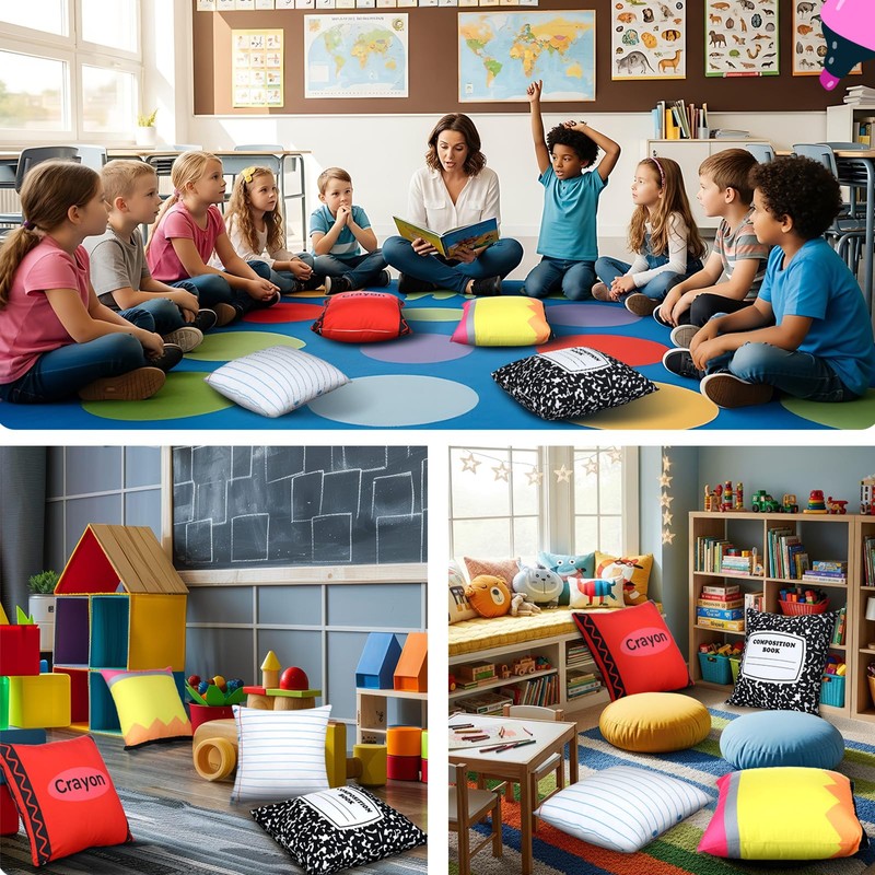 Booson 4 Pcs Back to School Composition Book Throw Pillow