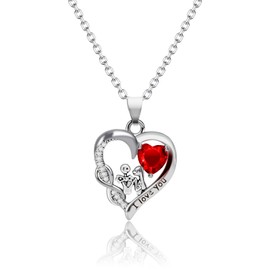 Aoyosic Nightmare Before Christmas Heart Necklace Gifts for Wife Girlfriend Her Women, Nightmare Necklace Silver Sally and Jack Heart Pendant Necklace Christmas Jewelry