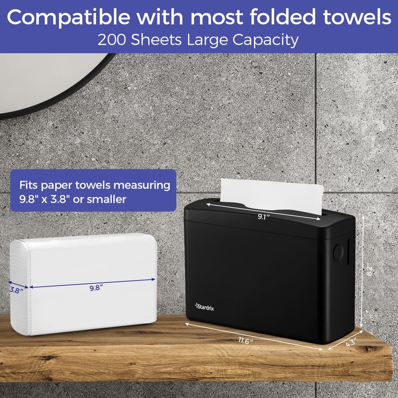 Stardrix Countertop Paper Towel Dispenser, Black Hand Towel Holder for