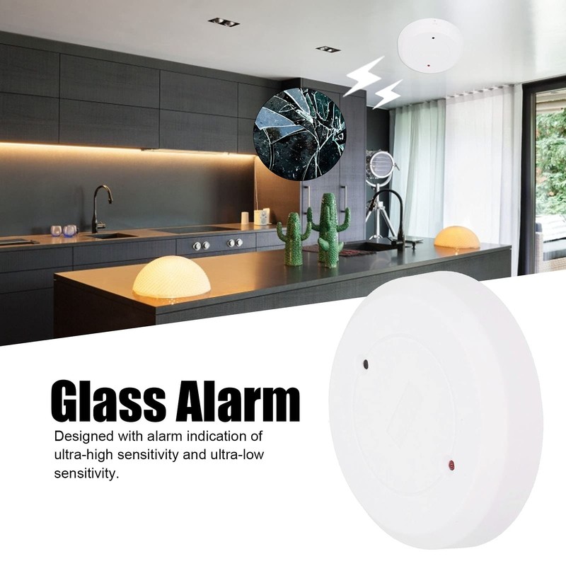 Glass Break Detector, High Sensitivity Alarm Sensor, Round DC 9-16V,