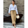 ZAFUL Womens Baggy Pants Cotton Linen Casual Summer Palazzo Pants