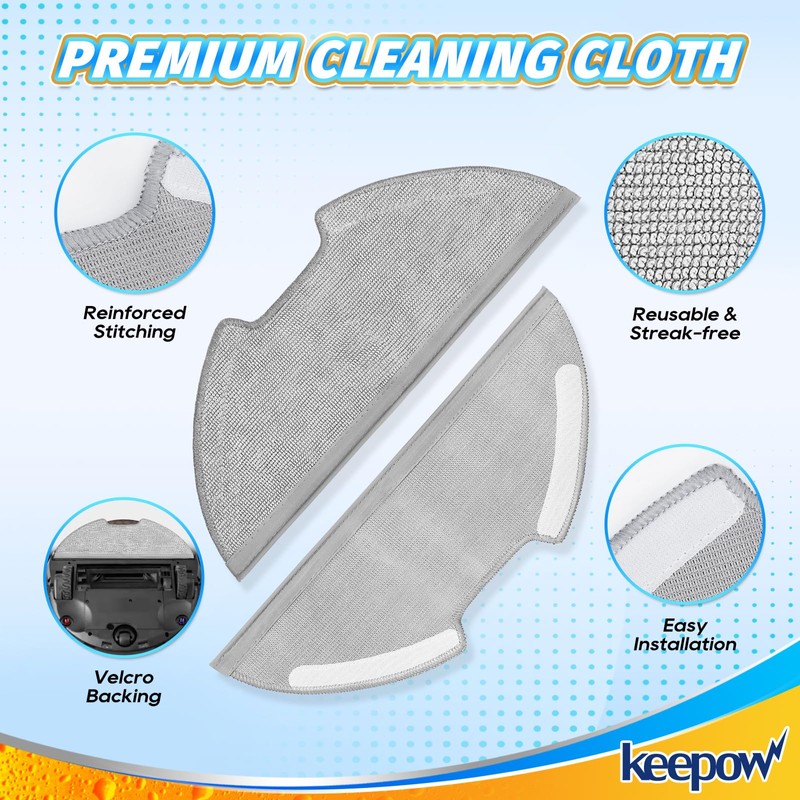 KEEPOW Mop Pads Accessories for Eureka E10s E20 Plus Robotic
