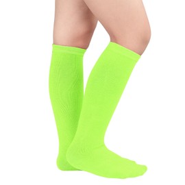 Zando Toddler Soccer Socks Kids Neon Socks Baseball Socks Boys Soccer Socks Kids Knee High Socks Cotton Long Socks for Girls Kids Athletic Socks Neon Green 3-6 Years