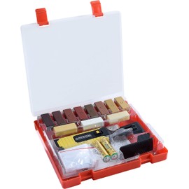 Werkzeyt Werkzeyt Holz-Reparatur-Set 17teilig -11 unterschiedliche Farbtöne - Inkl. Wachsschmelzer, Hobel & Schleifschwamm - Geeignet für Holzoberflächen aller Art /Reparatur-Kit für Parkett & Laminat /B27691