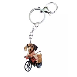 Chihuahua Dog  Riding a Bike Acrylic Keychain