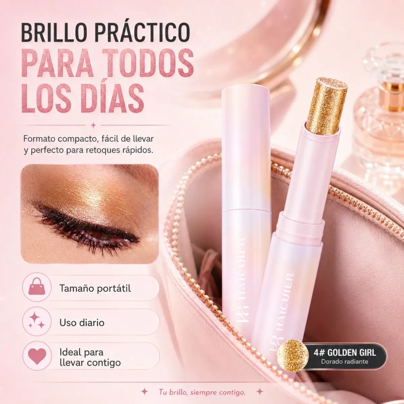Sombra En Barra Dorada Glitter Para Ojos Haculier