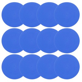 PATIKIL 9 Inch Poly Spot Markers, 12Pcs Non Slip Rubber Floor Dots with Storage Bag Flat Agility Cones for Sports Training Basketball Football, Blue