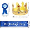 Birthday King Crown Sash and Button Pin Set for Boys