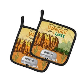 Caroline's Treasures Airstream Camper Camping Wander Pair of Pot Holders, 7.5HX7.5W, Multicolor