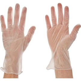 AME D’ESSENCE (100 Count - Large) - Powder Free Smooth Touch Disposable Vinyl Gloves, Size L - Latex-Free, Durable, Comfortable Fit, Multipurpose Use