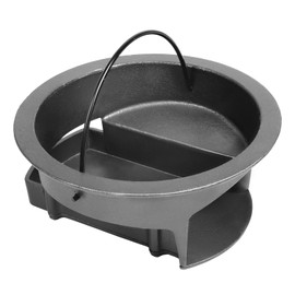 KAMaster Cast Iron Ash Can Fit Kamado Grill Classic Joe,Can Used With Original Slid Out Ash Drawer,Increases Airflow,Ash Can With Foldable Handle Can Use With Fire Grate Or Charcoal Fire Basket