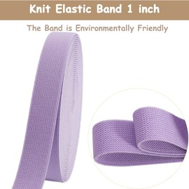 JESEP 1 inch 10 Yards Knit Elastic Band Lavender Double-Side Twill Woven Elastic Heavy Stretch Elastic Spool for Sewing Pants Waistband, Wigs, Skirts, Craft DIY Projects (Lavender)
