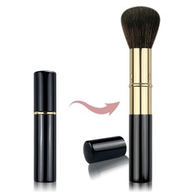 Retractable Makeup Brush, Travel Kabuki Powder Brush, Retractable Blush Brush, for Blush, Bronzer, Buffing, Highlighter Flawless Powder Cosmetics, Travel Friendly