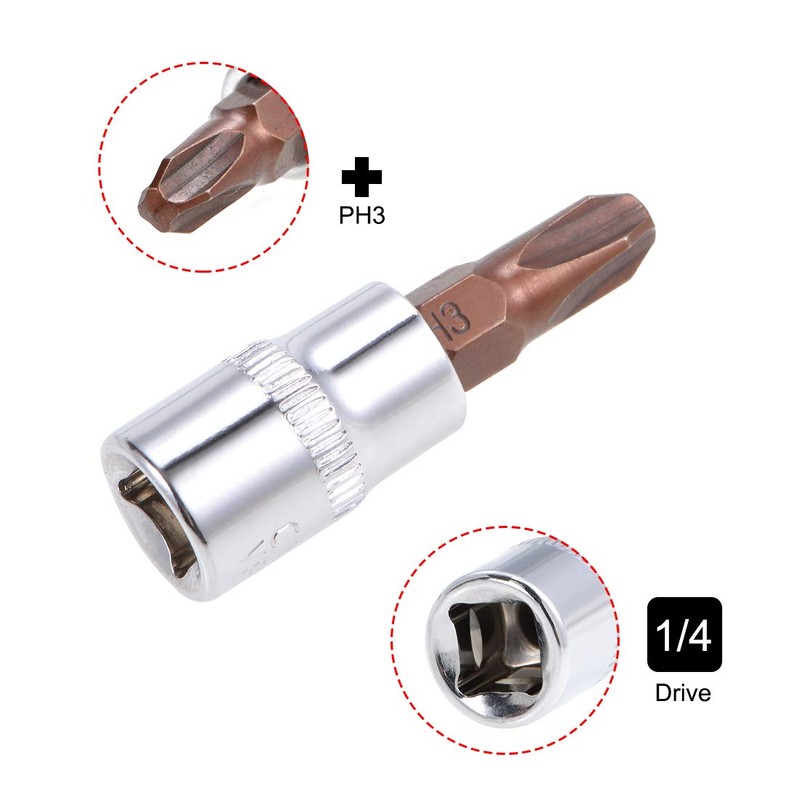sourcing map 1/4" Drive x PH3 Phillips Bit Socket, S2
