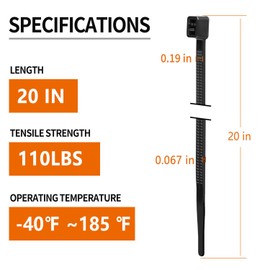 Eletoo 20 Inch Zip Ties Heavy Duty 200 Pack, Dual Side Toothed Design,100 LBS Tensile Strength, Self-Locking Nylon PA66 UV Resistant Cable Ties for Indoor and Outdoor Use (Red, 20 Inch)