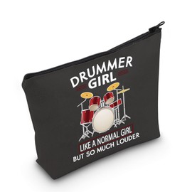 PLITI Drummer Girl Gift Drumming Gift Drum Player Gift Drummer Girl Like a Normal Girl But So Much Louder Drummer Makeup Bag (Drummer Girl bagblCA)