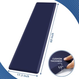 KitchenClouds Kitchen Mat Cushioned Anti Fatigue Kitchen Rug 17.3"x60" Waterproof Non Slip Kitchen Rugs and Mats Standing Desk Mat Comfort Floor Mats for Kitchen House Sink Office (Blue)