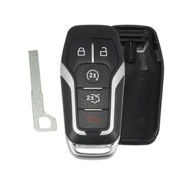 X AUTOHAUX 5 Button Replacement Smart Key Fob Case Keyless Entry Remote Key Shell for Ford F150 F250 Explorer Edge 2015-2017 M3N-A2C31243300 with Blade No Chip