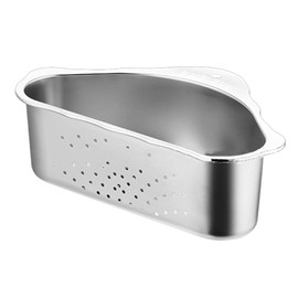 Triangle Sink Drainer Basket,Stainless Steel Sink Drain Shelf,Kitchen Sinks Corner Baskets Suction Cup Triangular Filter Drain Basket for Filter Food Waste and Washing Fruit(Silver)