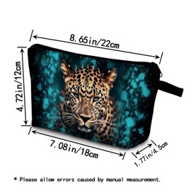 YULUENZE Leopard Present Cheetah Makeup Bag Cute Small Organizer Bag with Zipper Calaite Leopard Print Cosmetic Bag Birthday Presents for Cheetah Lovers Women Sisters Friends