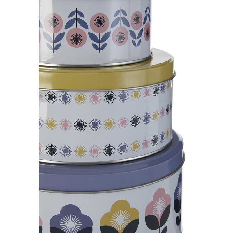 Premier Housewares Joni Storage Tins, Round, Set of 3,H9 x