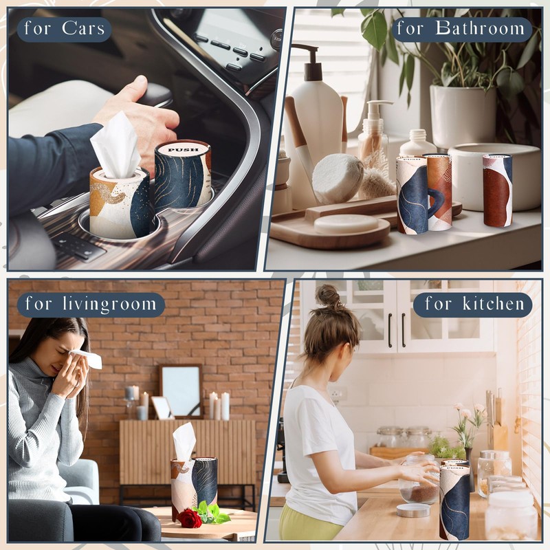 Outus 12 Pcs Boho Car Tissues Cylinder Holder with 3