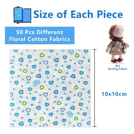 50 Cotton Fabric Squares 10x10cm - Precut Patchwork Material for Sewing, Quilting & DIY Crafts, Floral Patterns, Cotton Quilting Squares, Fabric Bundle