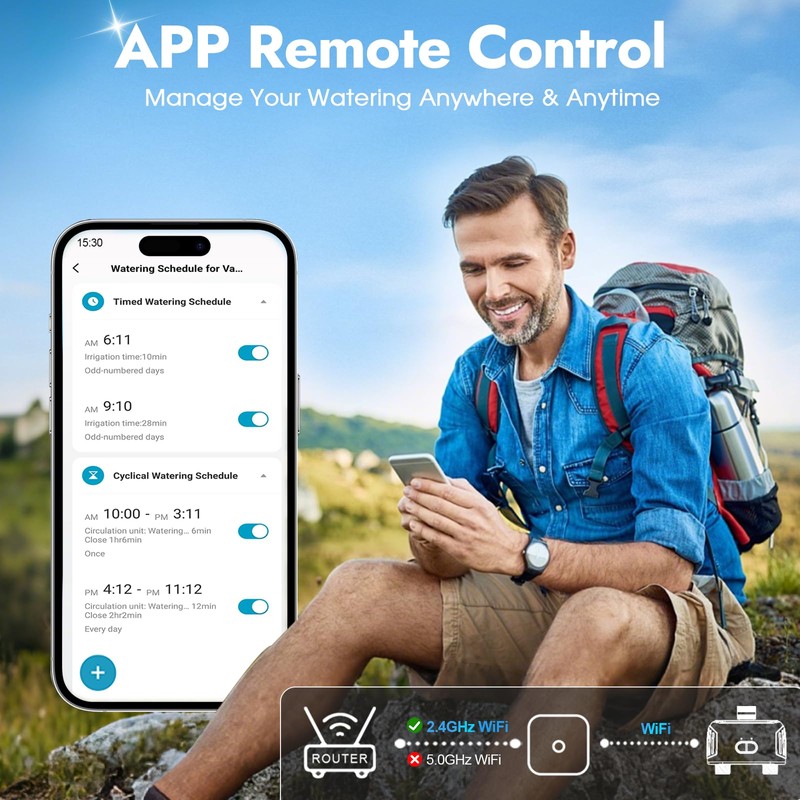 WiFi Water Timer for Garden Hose with Brass Inlet,Smart Hose