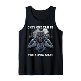 Wolf Ripping Shirt Only One Can Be Alpha Male Werewolf Moon Tank Top