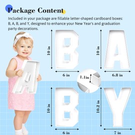 VGOODALL Baby Charcuterie Board Letters, 4 Pcs 10" Baby Shower Food Trays and Platters Fillable Cardboard Letters for Baby Shower Decorations Gender Reveal Birthday Party