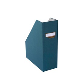 Exacompta Office By Me 90603E Magazine File with Textile Effect 10 cm Spine Width Made of Extra Strong Cardboard for DIN A4/C4 Labelling Label and Handle Tab Folder Duck Blue