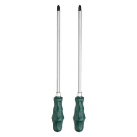 QUARKZMAN Pack of 2 PH3 Phillips Screwdrivers #3 13.8 Inch Magnetic Demolition Screwdriver 9.8 Inch CR-V with Ergonomic Handle for DIY Repairs Green