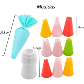 Lecute Set de 9 Utensilios Manga Pastelera Reutilizable Cople Duyas Reutilizable Pasteleria Fondant Utensilio Reposteria Decoracion de Postres Pastel Cupcakes Galletas