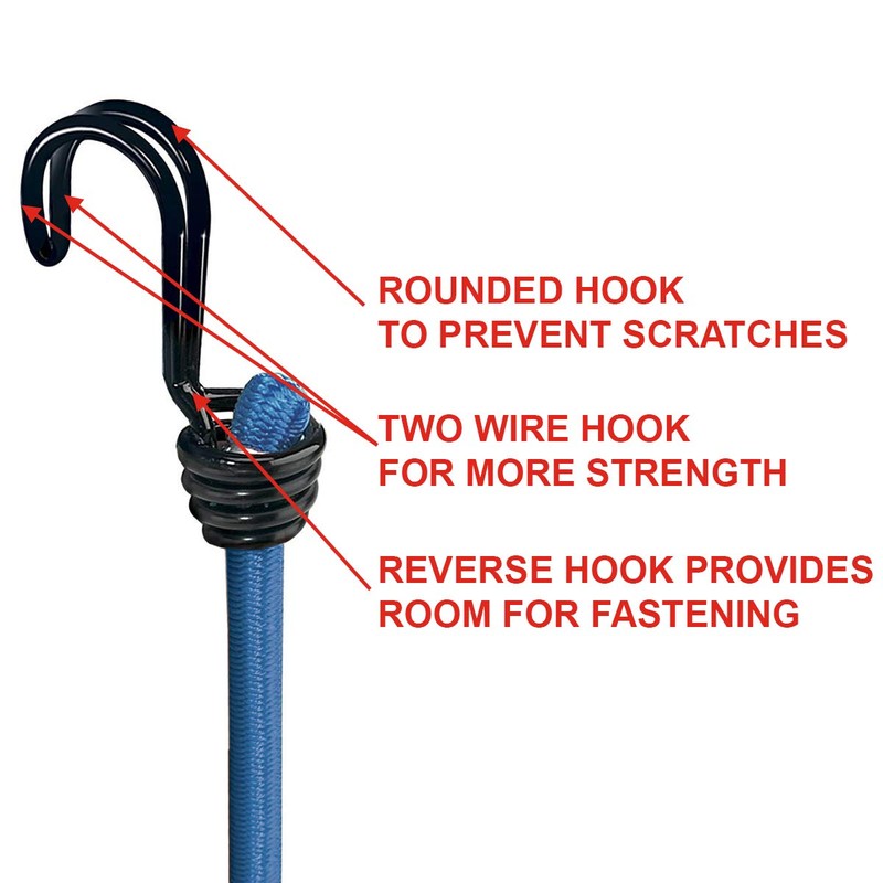 Master Lock 3017EURDAT Bungees with Reverse Hooks, Blue, 120 cm